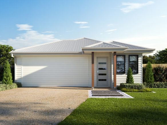 Facade of a new four-bedroom house and land package in Park Ridge, Logan, Brisbane South