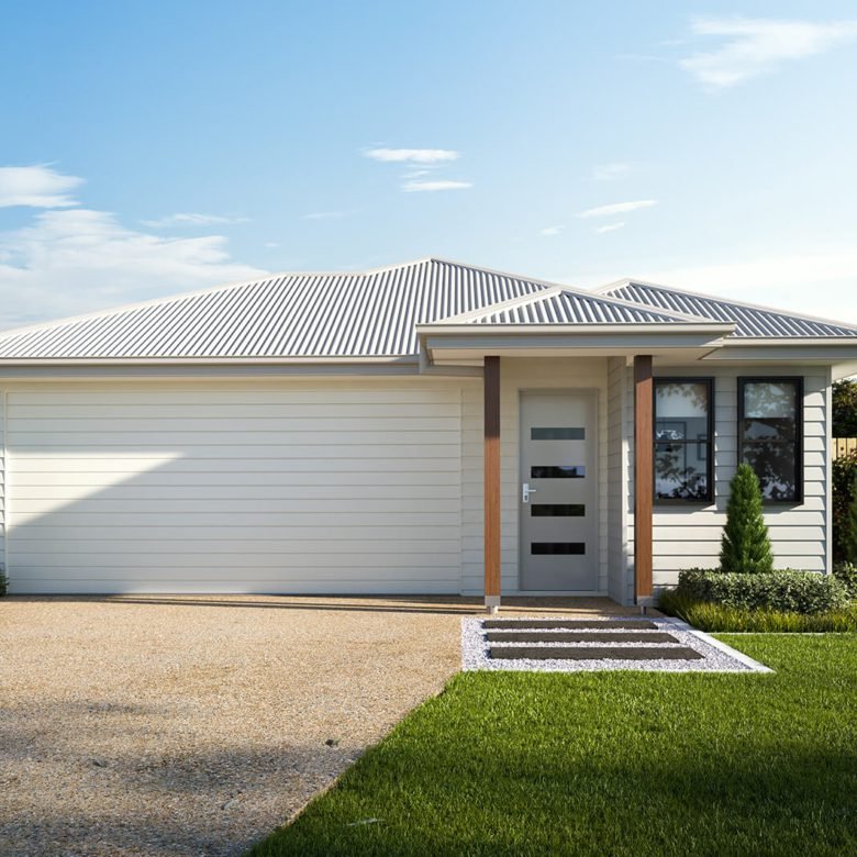 Facade of a new four-bedroom house and land package in Park Ridge, Logan, Brisbane South