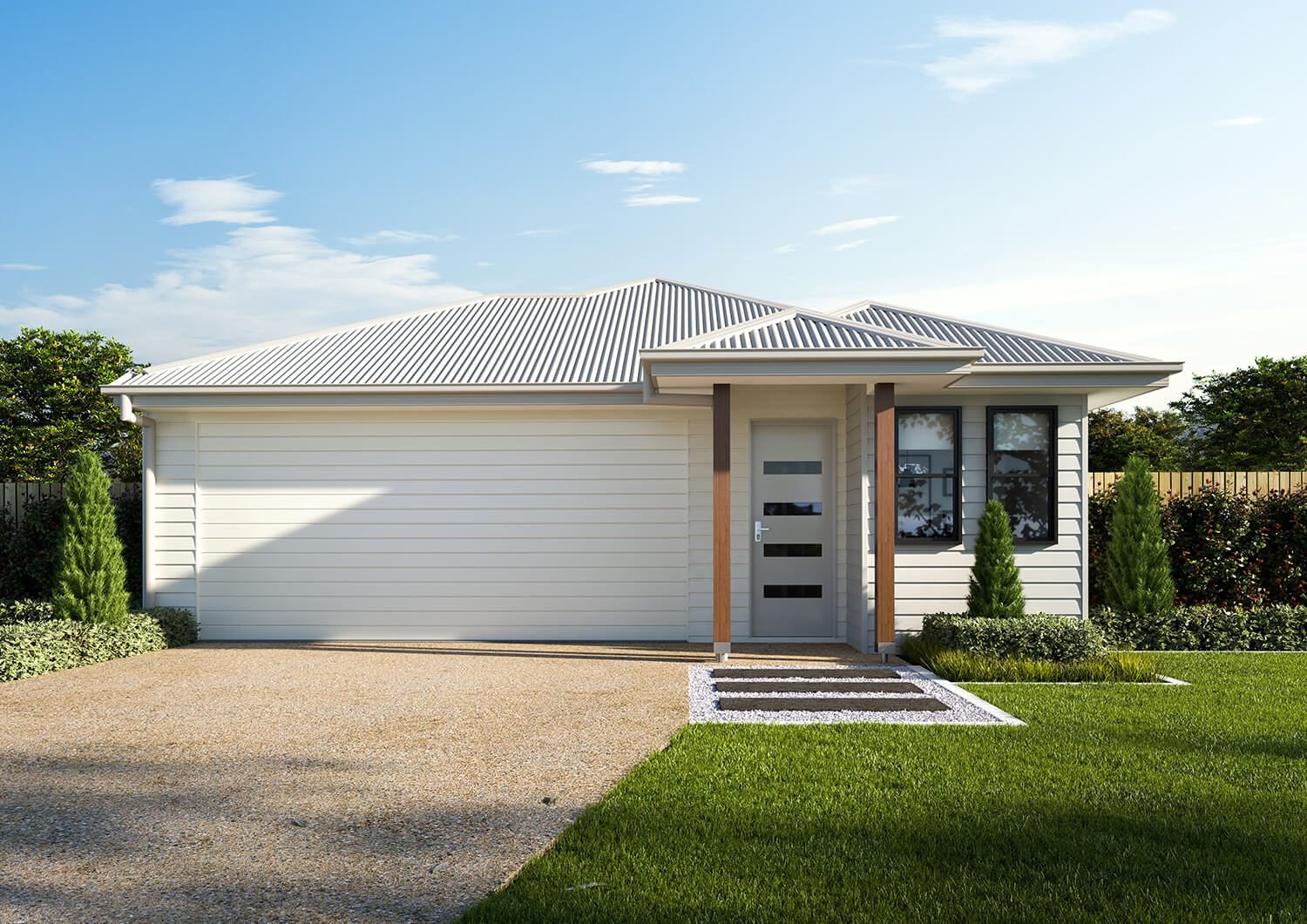 Facade of a new four-bedroom house and land package in Park Ridge, Logan, Brisbane South